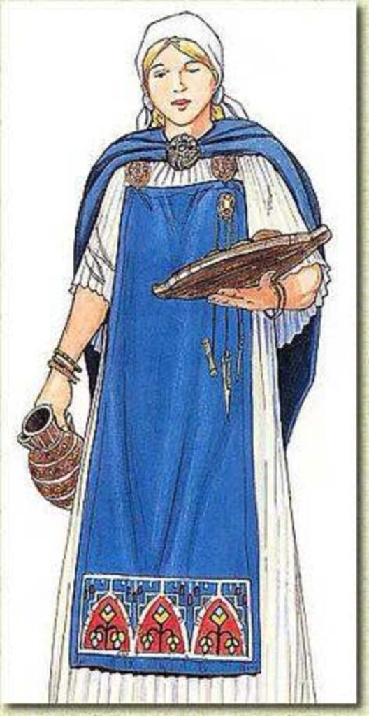 Reconstruction of a Viking dress with brooches by Agnes Geijer.  Credit: Agnes Geijer / Arkæologi Vestjylland