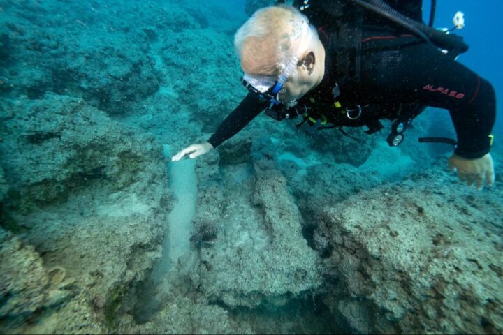 Culture and Tourism Minister Mehmet Nuri Ersoy dives at the Kumluca Middle Bronze Age Shipwreck off Antalya, considered the world’s oldest identified shipwreck, during the “Heritage for the Future” project.